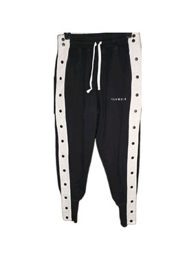 YoungLA Joggers Men Small Black White 90s Snap Side Tearaway Sweatpant Gym Pants